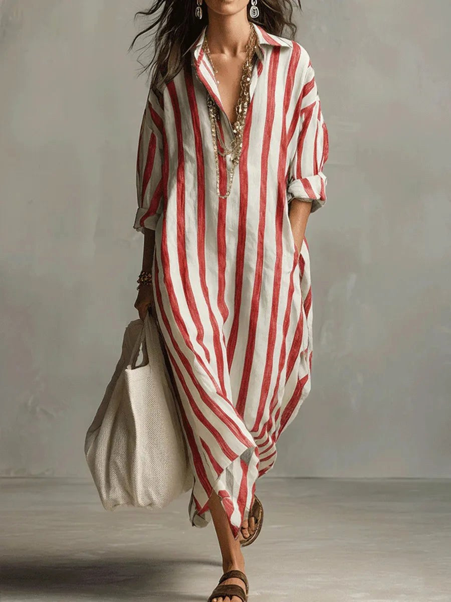 Billie | Women's Striped Shirt Dress, Relaxed Loose-Fit Dress | The Shrader Sisters