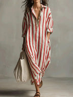Billie | Women's Striped Shirt Dress, Relaxed Loose-Fit Dress | The Shrader Sisters