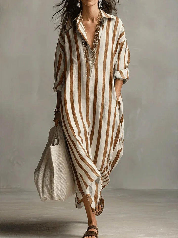 Billie | Women's Striped Shirt Dress, Relaxed Loose-Fit Dress | The Shrader Sisters