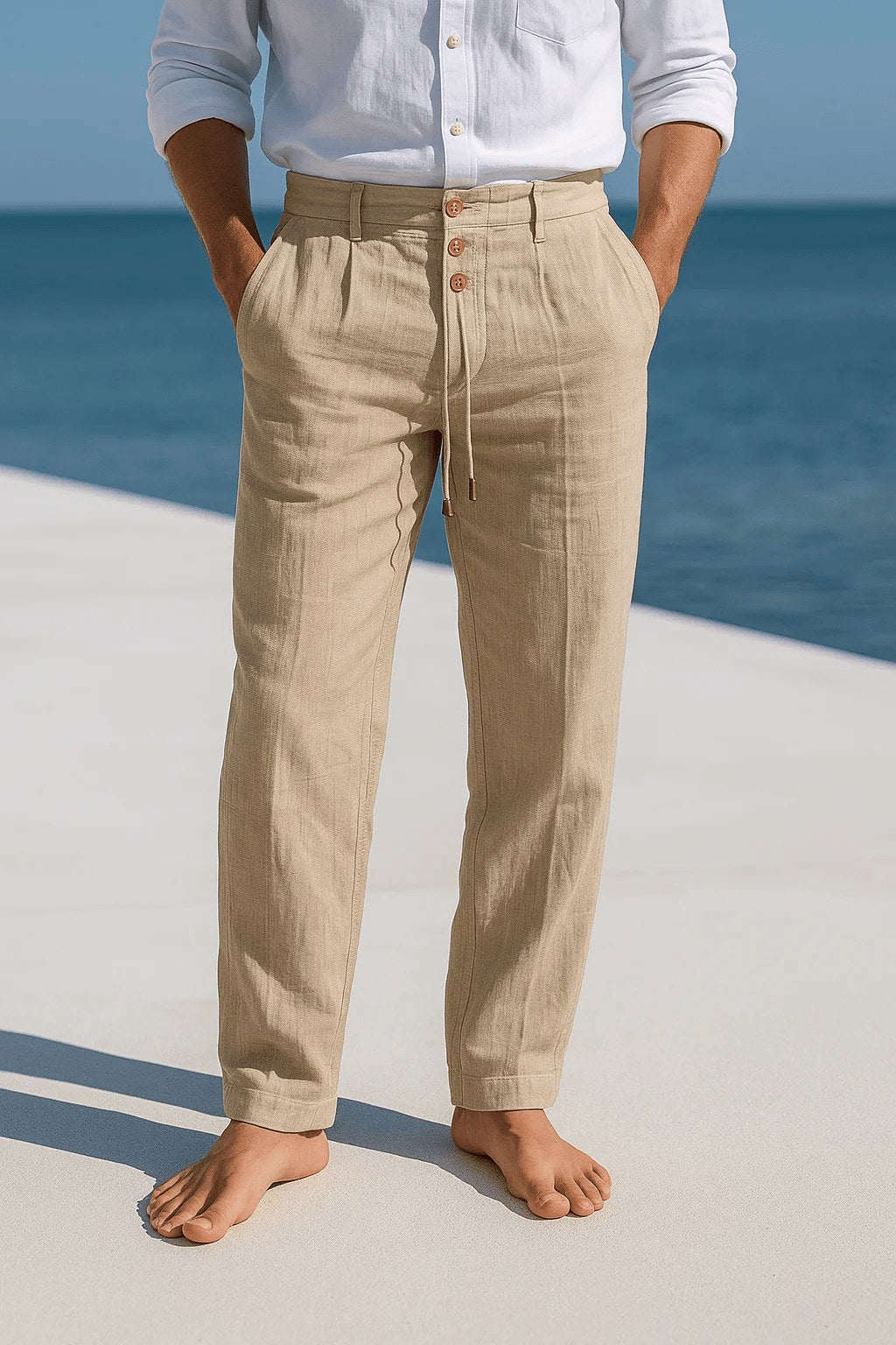 Blake | Men's Breathable Linen Trousers, Relaxed-Fit Summer Trousers | The Shrader Sisters | Grey