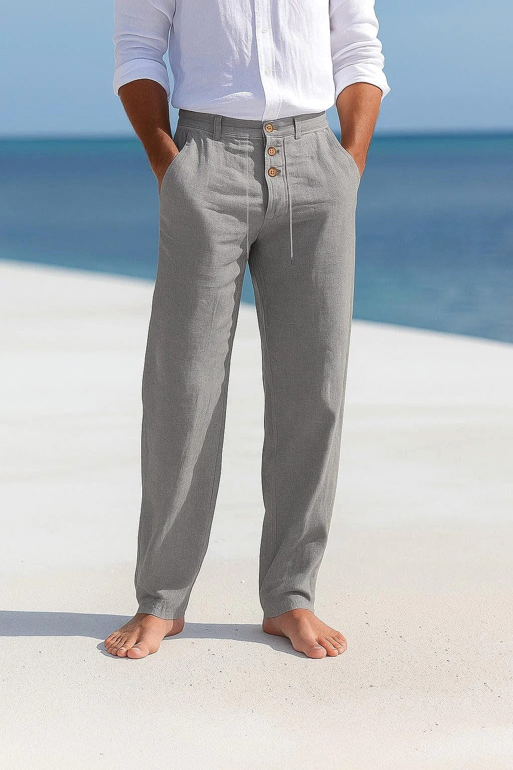 Blake | Men's Breathable Linen Trousers, Relaxed-Fit Summer Trousers | The Shrader Sisters | Black