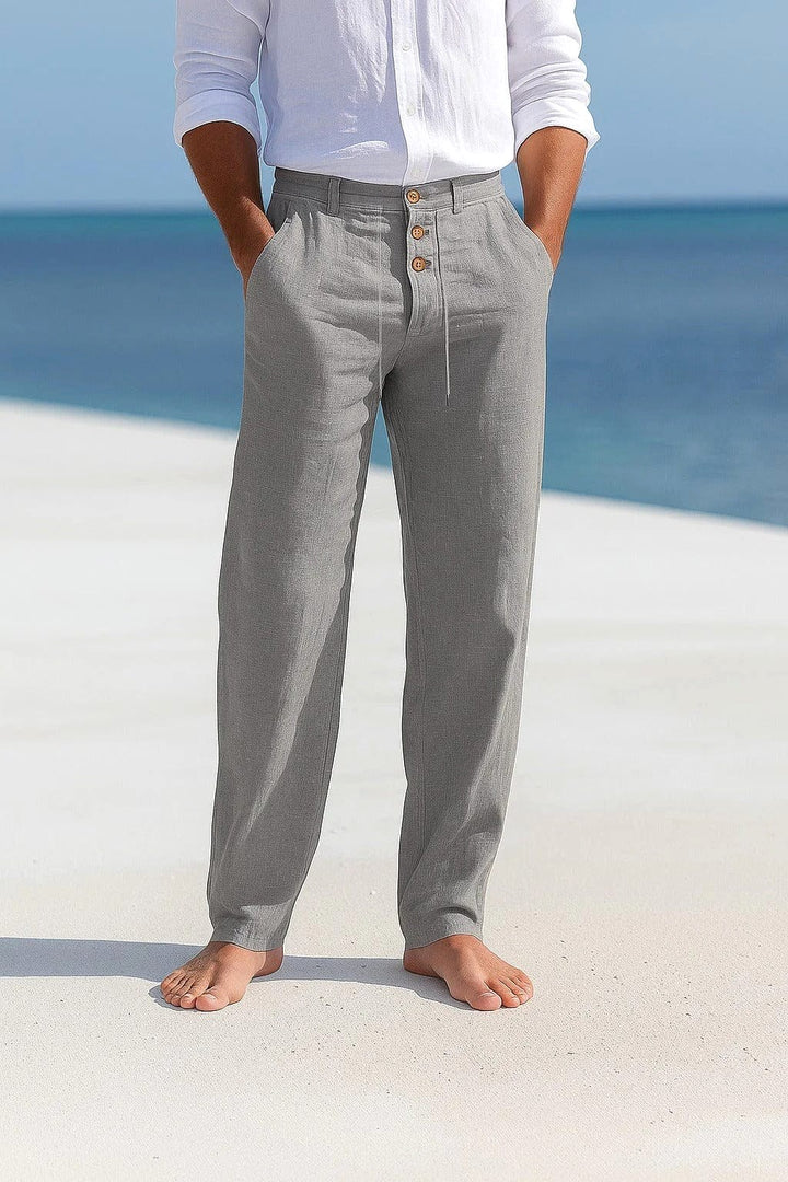 Blake | Men's Breathable Linen Trousers, Relaxed-Fit Summer Trousers | The Shrader Sisters | Black