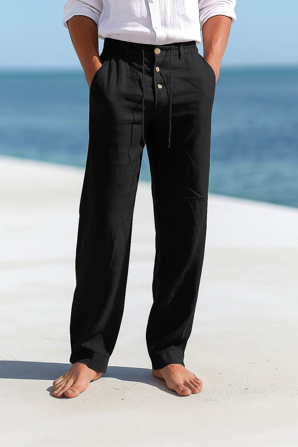 Blake | Men's Breathable Linen Trousers, Relaxed-Fit Summer Trousers | The Shrader Sisters | Light Blue