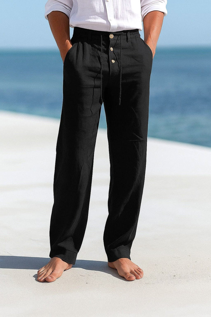 Blake | Men's Breathable Linen Trousers, Relaxed-Fit Summer Trousers | The Shrader Sisters | Light Blue