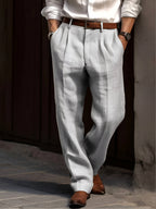 Bodhi | Men's Classic Pleated Trousers, Tailored Dress Trousers | The Shrader Sisters | Gray
