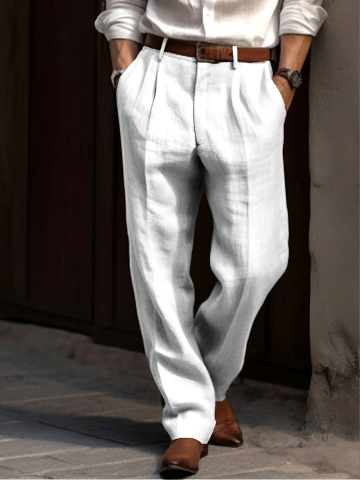 Bodhi | Men's Classic Pleated Trousers, Tailored Dress Trousers | The Shrader Sisters | White