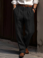 Bodhi | Men's Classic Pleated Trousers, Tailored Dress Trousers | The Shrader Sisters | Black