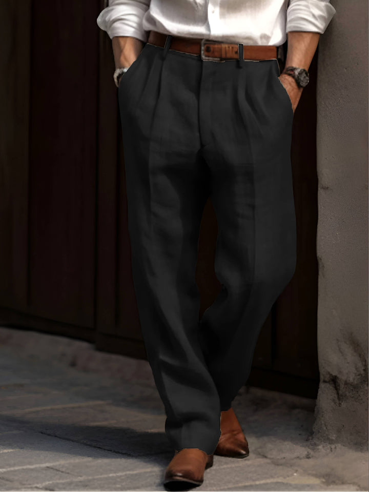 Bodhi | Men's Classic Pleated Trousers, Tailored Dress Trousers | The Shrader Sisters | Black