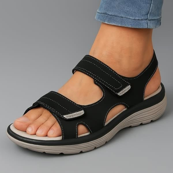 Bonnie | Women's Orthopaedic Slip-On Sandals, Cushioned Support Sandals | The Shrader Sisters | Black