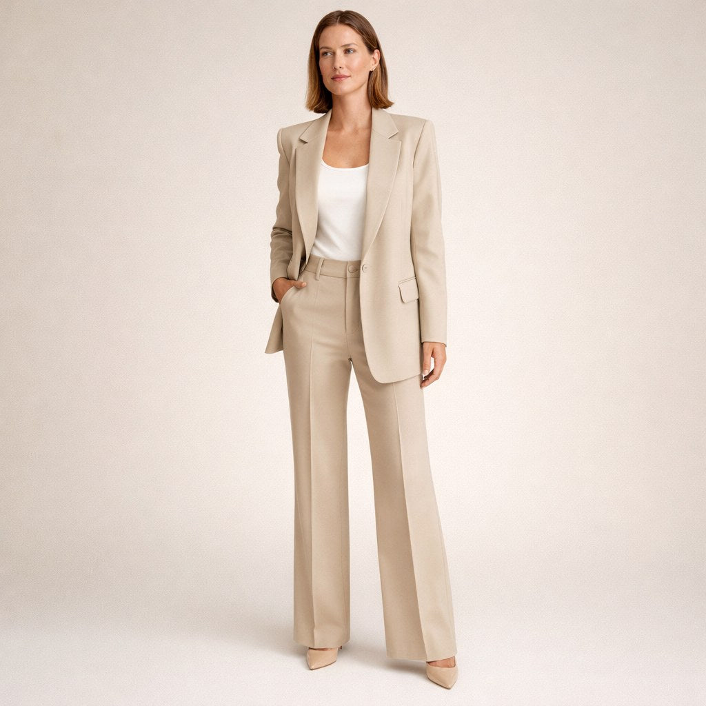 Bree | Women's Structured Blazer with Flared Trousers, Two-Piece Suit | The Shrader Sisters