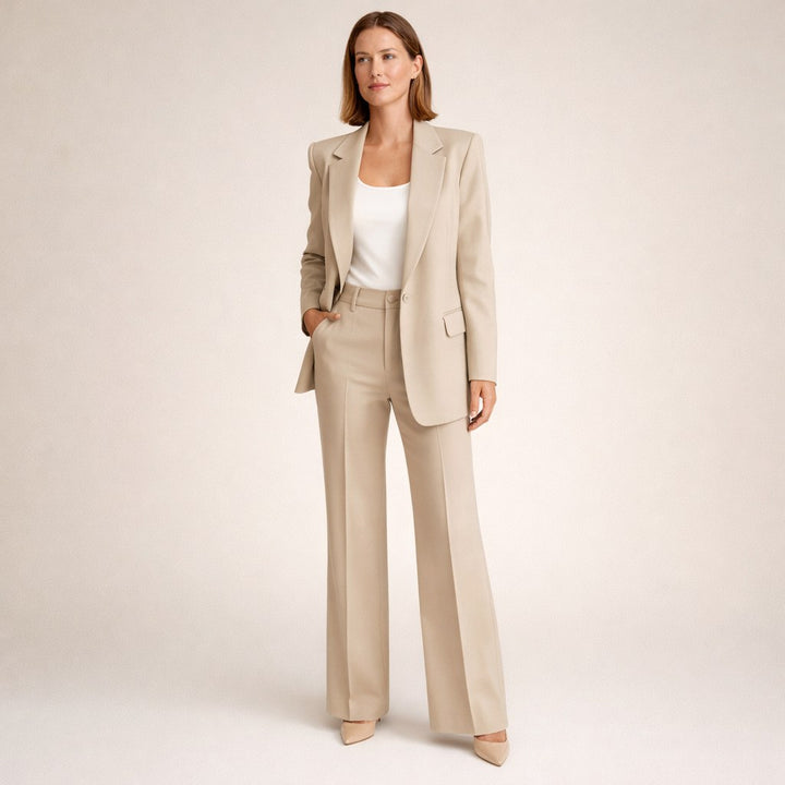 Bree | Women's Structured Blazer with Flared Trousers, Two-Piece Suit | The Shrader Sisters