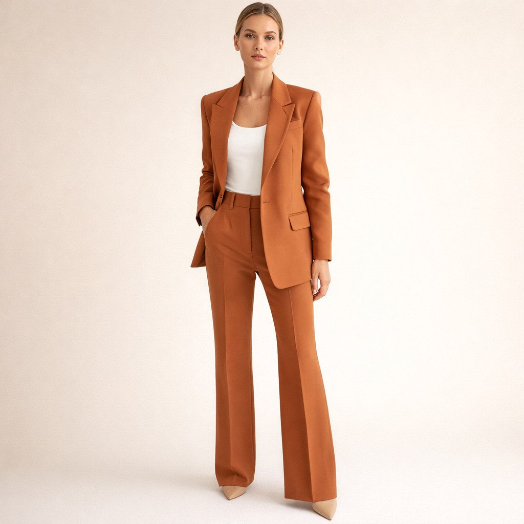 Bree | Women's Structured Blazer with Flared Trousers, Two-Piece Suit | The Shrader Sisters
