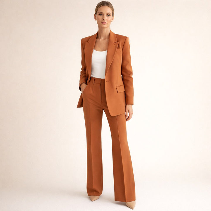 Bree | Women's Structured Blazer with Flared Trousers, Two-Piece Suit | The Shrader Sisters