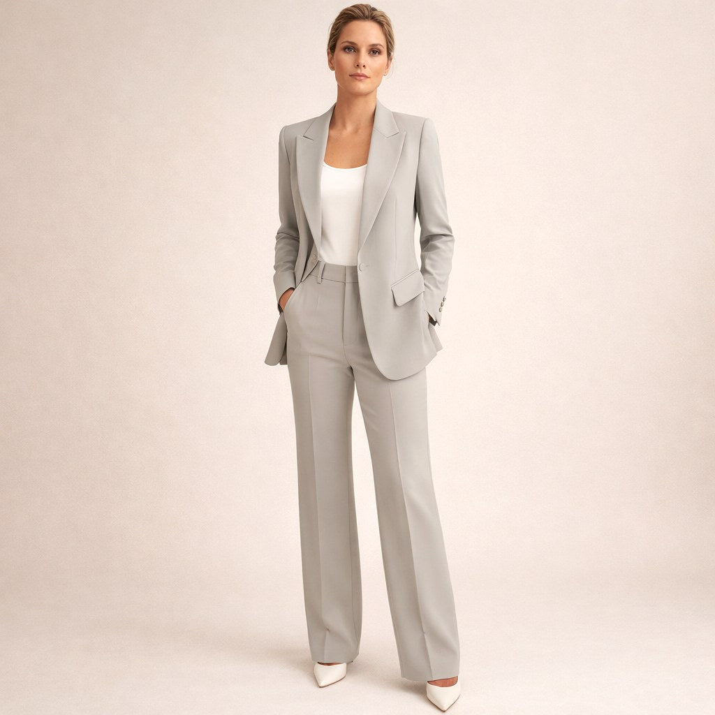 Bree | Women's Structured Blazer with Flared Trousers, Two-Piece Suit | The Shrader Sisters