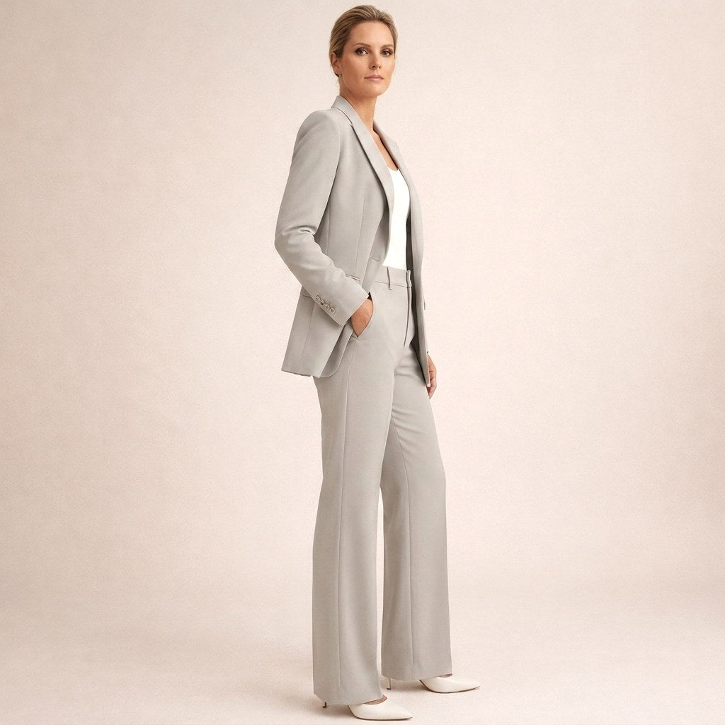 Bree | Women's Structured Blazer with Flared Trousers, Two-Piece Suit | The Shrader Sisters