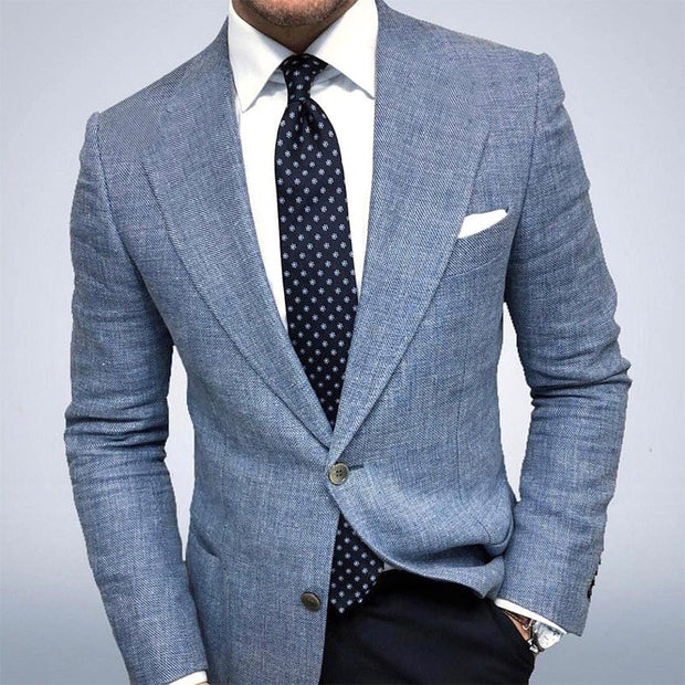 Brennan | Men's Tailored Blazer Jacket, Textured Smart Blazer Suit | The Shrader Sisters | Light Grey