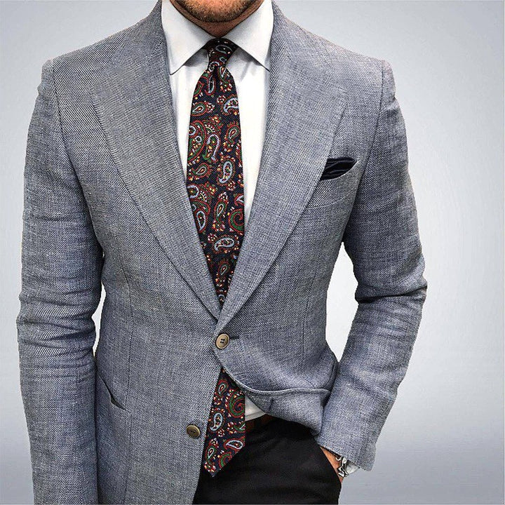 Brennan | Men's Tailored Blazer Jacket, Textured Smart Blazer Suit | The Shrader Sisters | Blue