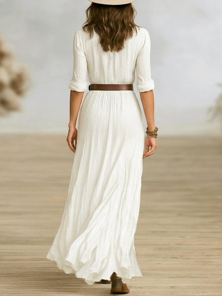 Brielle | Women's Button-Up Maxi Dress with Front Slit, Floor-Length Party Dress | The Shrader Sisters | Black