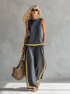 Brielle | Women's Modern Graphic Two-Piece Set, Coordinated Summer Outfit for Holidays and Casual Wear, Coordinated Summer Outfit for Holidays and Casual Wear - Blu navy