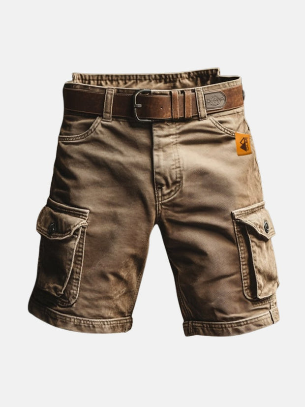 Brodie | Men's Vintage Cargo Shorts, Relaxed Fit Utility Shorts | The Shrader Sisters | Brown