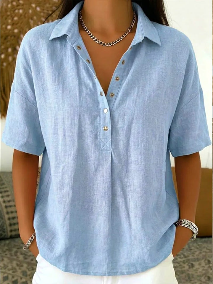Bronte | Women's Button-Up Collar Shirt, Casual Cotton Blouse | The Shrader Sisters | Pink
