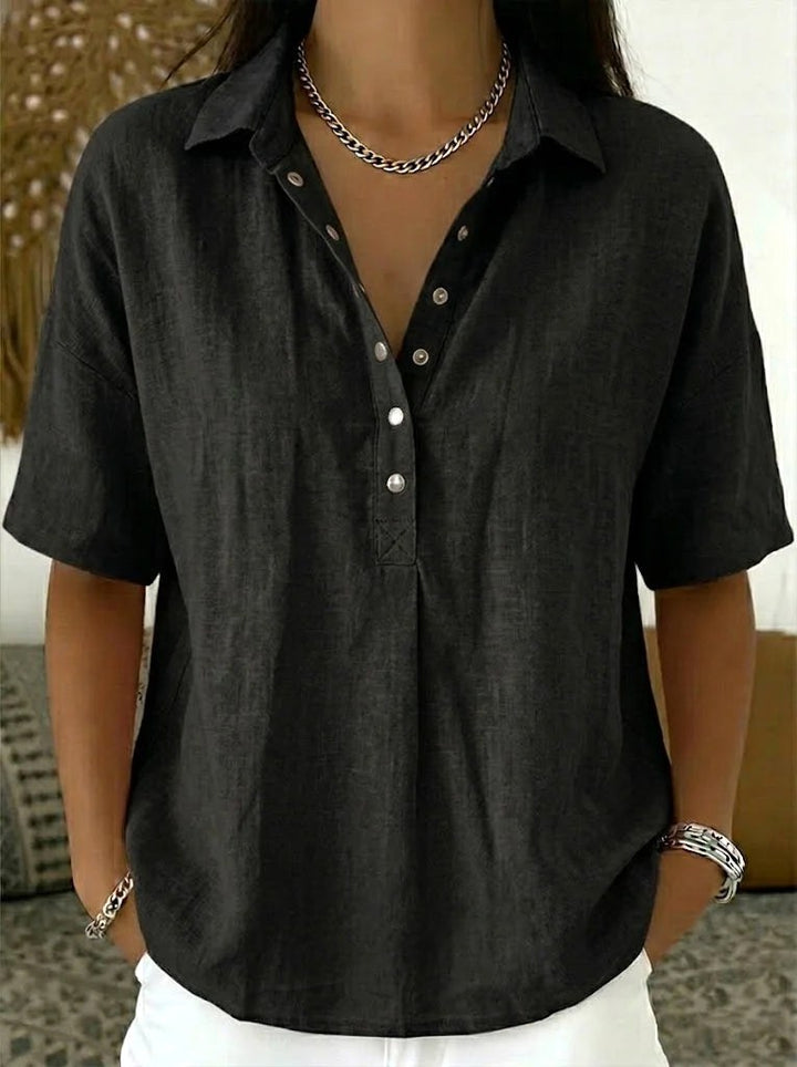 Bronte | Women's Button-Up Collar Shirt, Casual Cotton Blouse | The Shrader Sisters | White