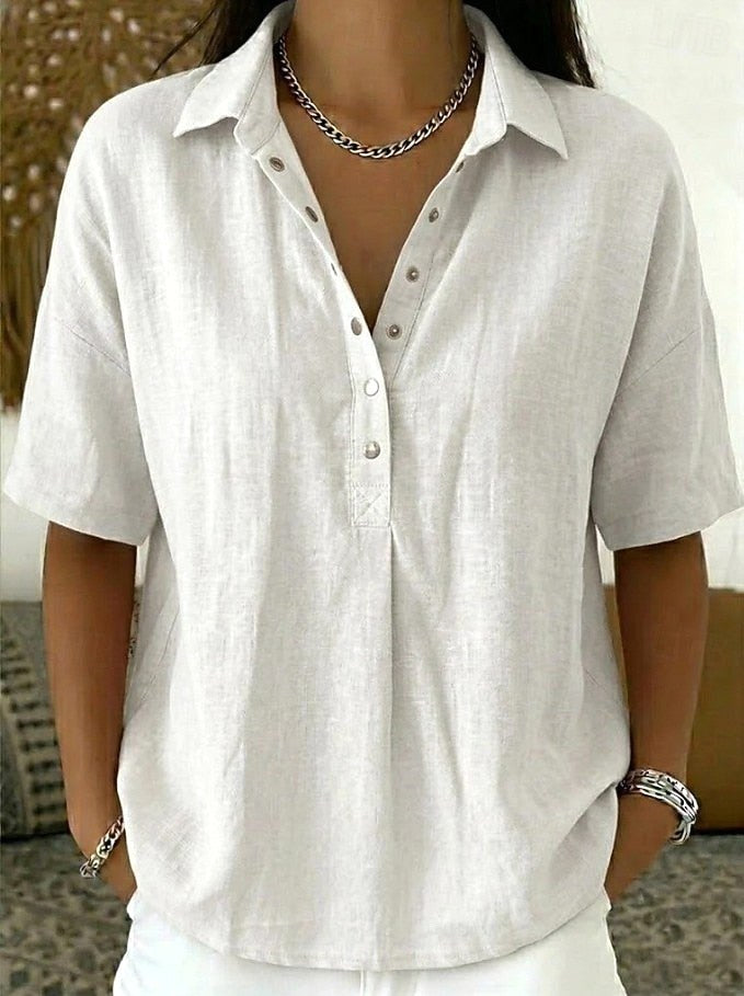 Bronte | Women's Button-Up Collar Shirt, Casual Cotton Blouse | The Shrader Sisters