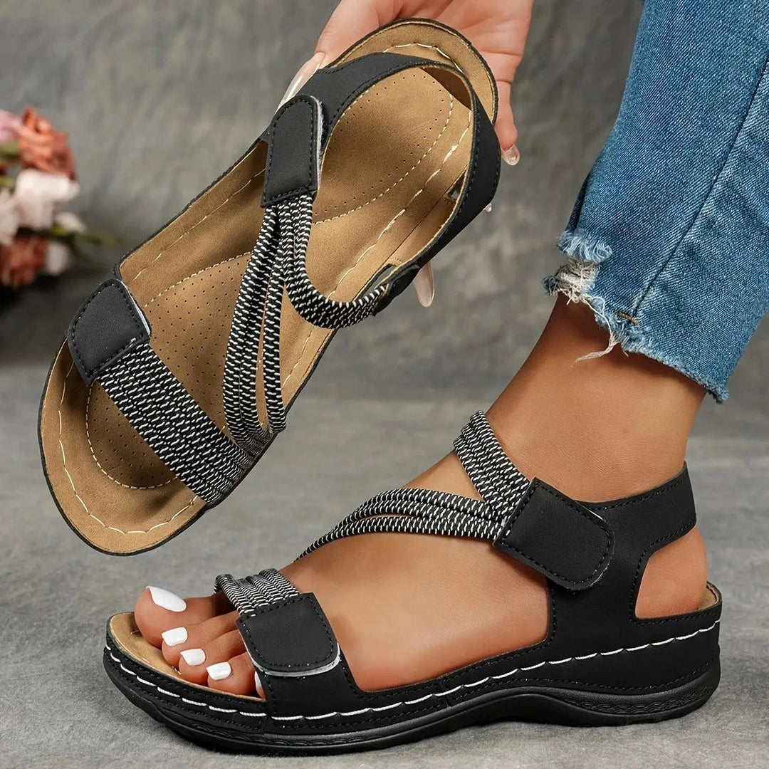 Bronte | Women's Slip-On Sandals, Comfortable All-Day Sandals | The Shrader Sisters | Black