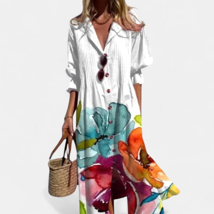 Brooke | Women's Boho Maxi Dress, Lightweight Summer Dress for Holidays and Resort Wear, Lightweight Summer Dress for Holidays and Resort Wear - White
