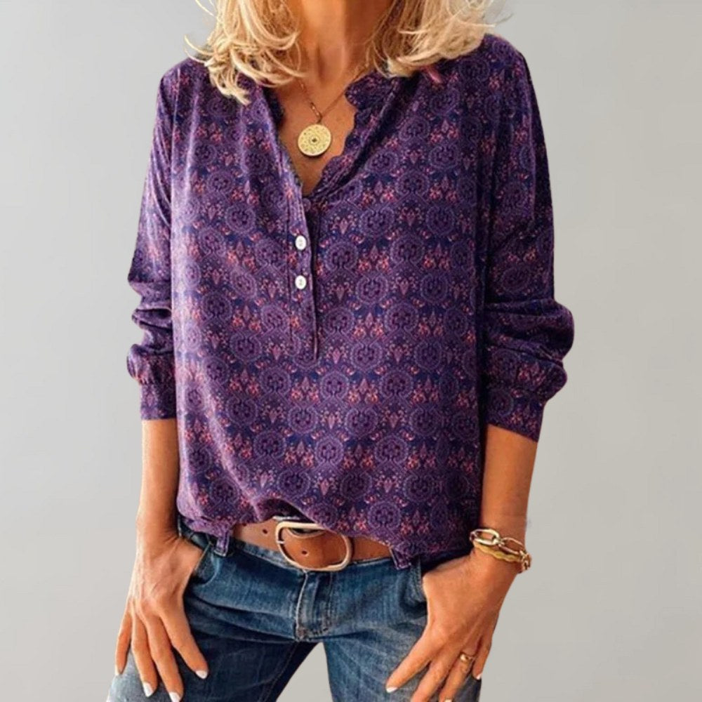 Brooke | Women's Boho Print Casual Blouse, Lightweight Summer Top for Holidays and Casual Wear, Lightweight Summer Top for Holidays and Casual Wear - image 2
