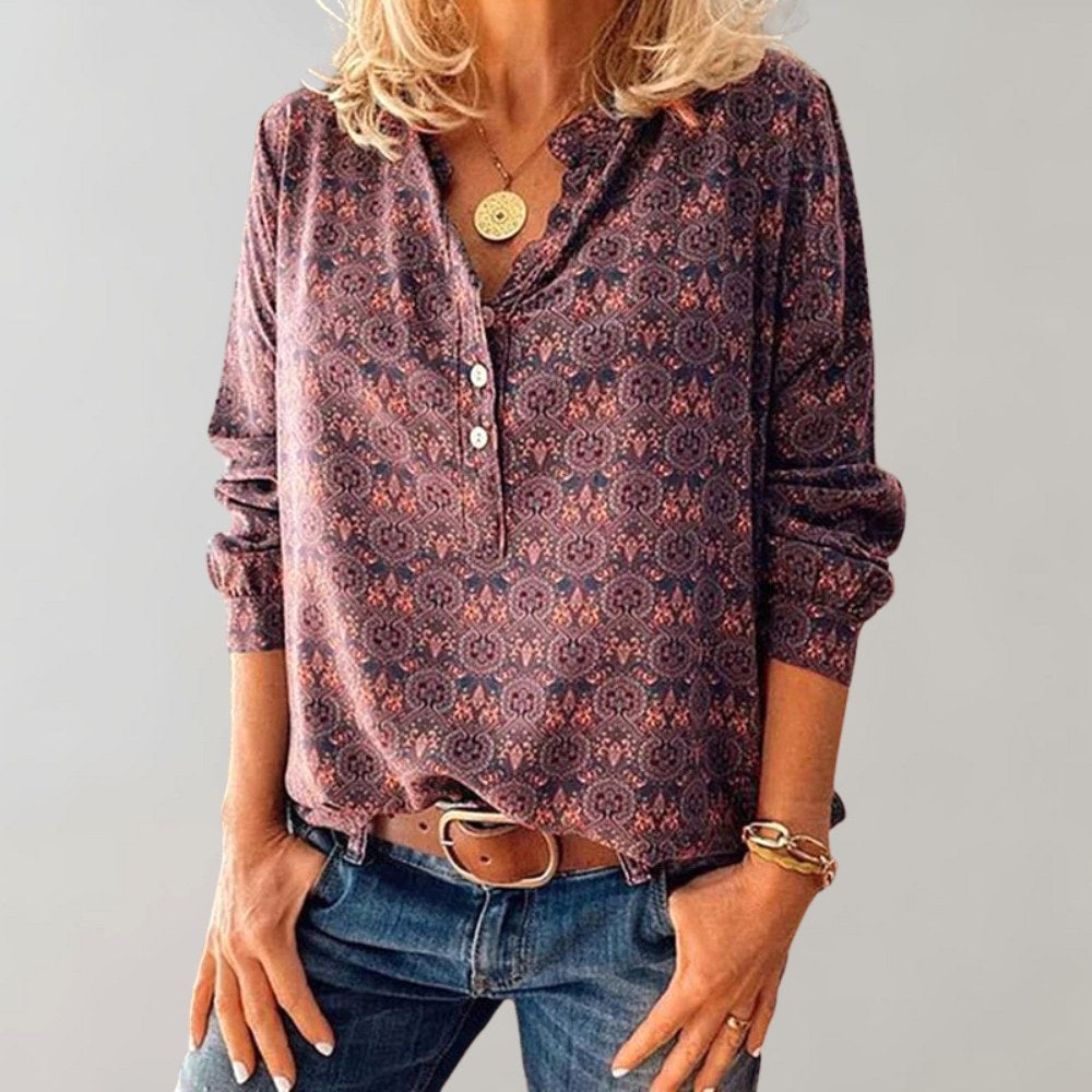 Brooke | Women's Boho Print Casual Blouse, Lightweight Summer Top for Holidays and Casual Wear, Lightweight Summer Top for Holidays and Casual Wear - image 3