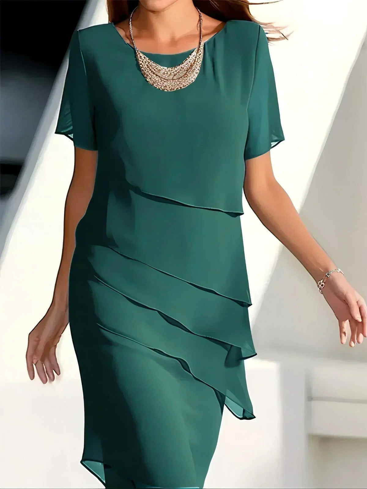 Brooke | Women's Chic Wrap Midi Dress, Flattering Summer Dress for Holidays and Everyday Wear, Flattering Summer Dress for Holidays and Everyday Wear - image 3