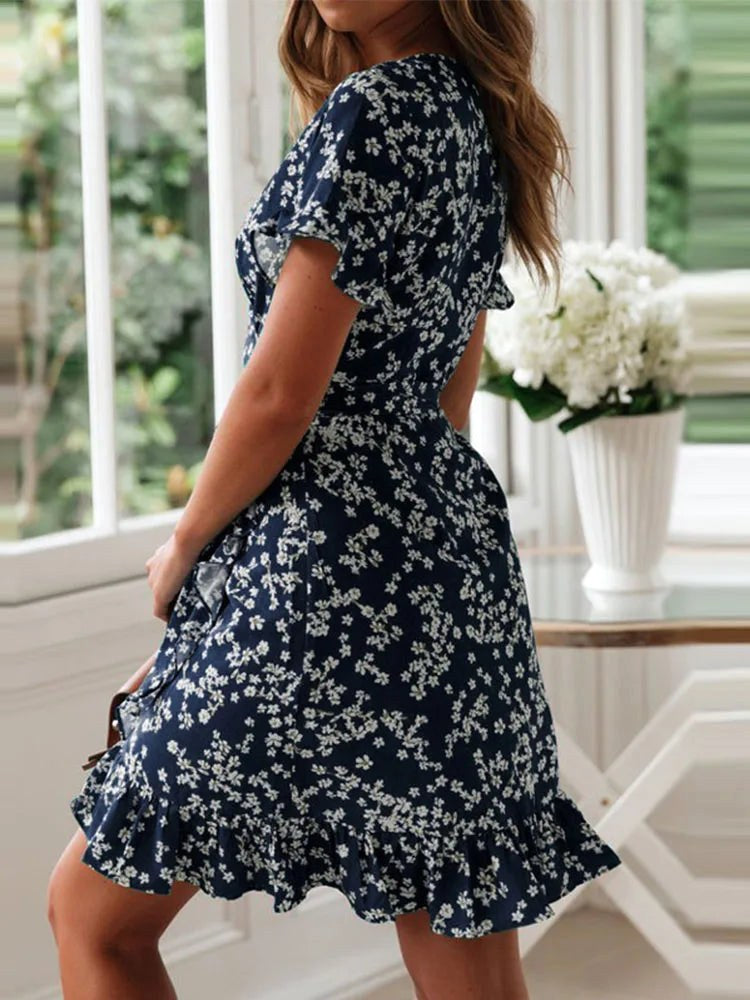 Brooke | Women's Floral Wrap Mini Dress - image 5