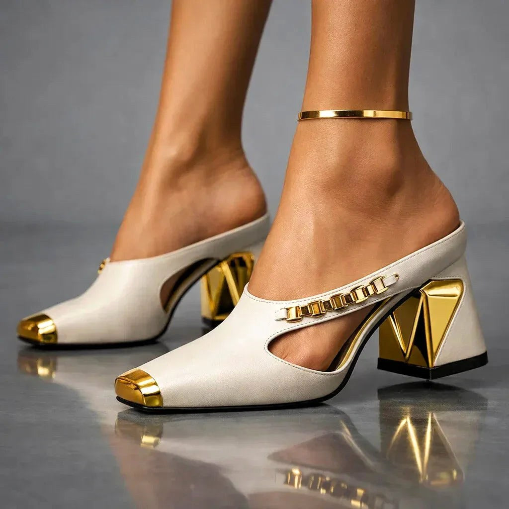 Brooke | Women's Metallic Block Heel Sandals - image 4