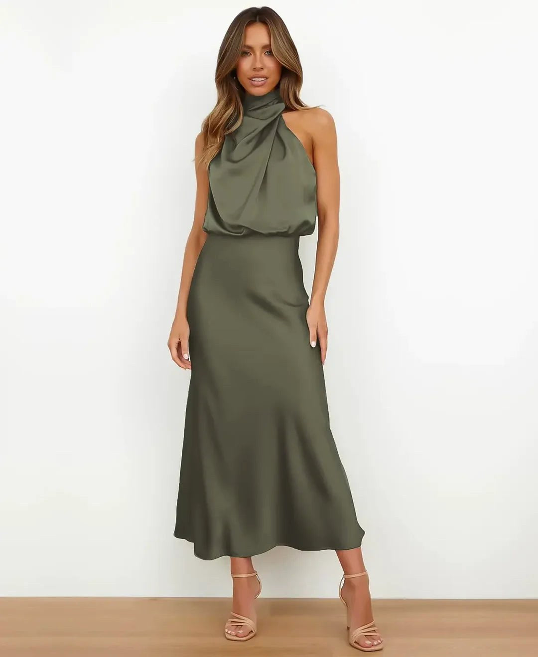 Brooke | Women's Sleeveless High-Neck Midi Dress - image 17