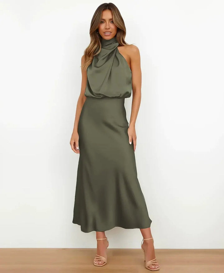 Brooke | Women's Sleeveless High-Neck Midi Dress - image 17