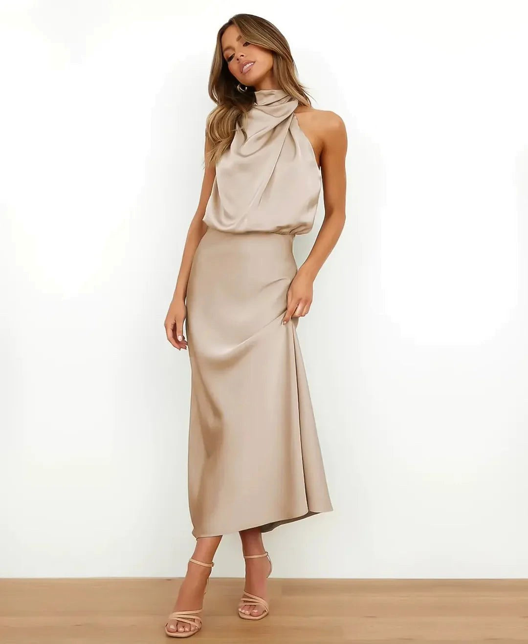Brooke | Women's Sleeveless High-Neck Midi Dress - image 19