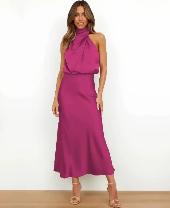 Brooke | Women's Sleeveless High-Neck Midi Dress - image 9