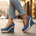 Brooke | Women's Wedge Slip-On Shoes, Comfortable Summer Footwear for Holidays and Everyday Wear, Comfortable Summer Footwear for Holidays and Everyday Wear - Blue