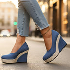 Brooke | Women's Wedge Slip-On Shoes, Comfortable Summer Footwear for Holidays and Everyday Wear, Comfortable Summer Footwear for Holidays and Everyday Wear - Blue