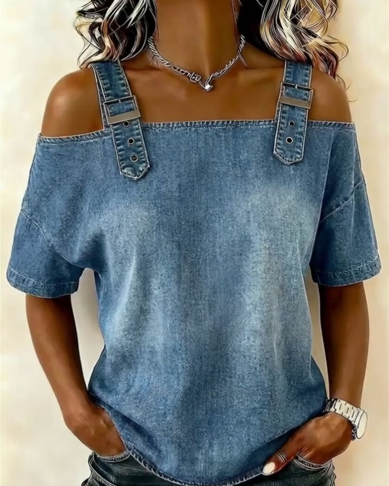Avery | Off-Shoulder Denim Top