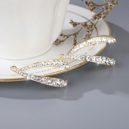 Lunarei – Curved Crystal Drop Earrings