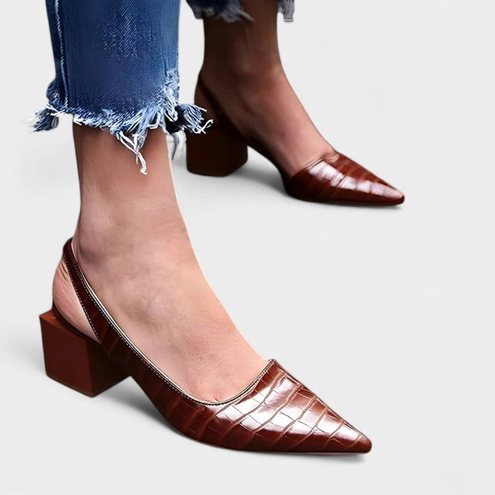 Caitlyn | Women's Orthopaedic Block Heel Shoes, Structured Formal Heels | The Shrader Sisters