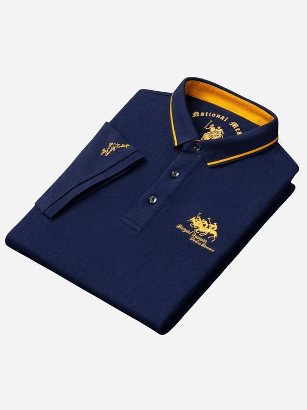 Callan | Men's Breathable Polo Shirt, Short-Sleeve Shirt | The Shrader Sisters | Navy Blue