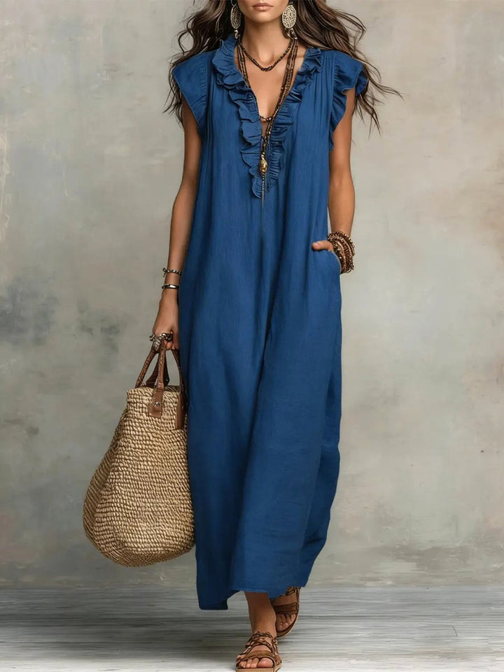 Camelia | Women's Boho Linen Cotton Maxi Dress - image 3
