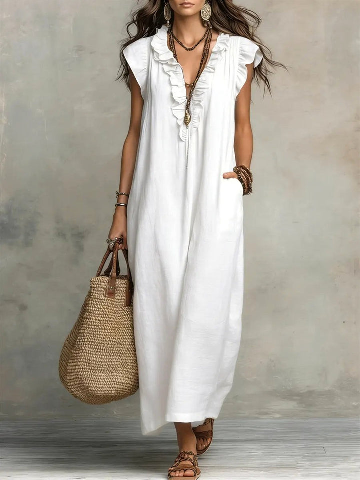 Camelia | Women's Boho Linen Cotton Maxi Dress - image 5