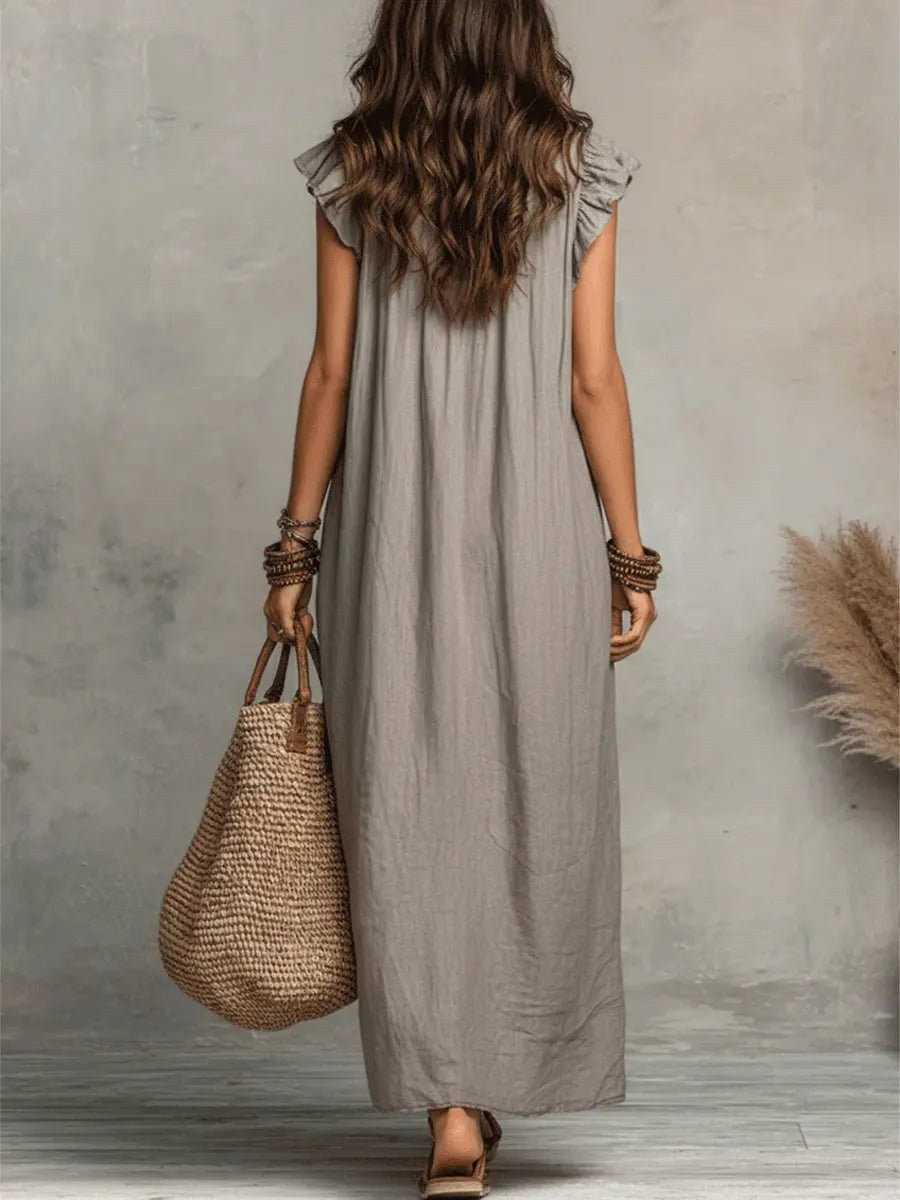 Camelia | Women's Boho Linen Cotton Maxi Dress - image 8