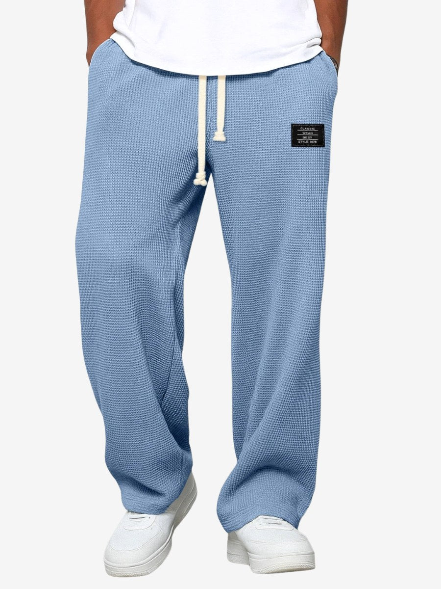Campbell | Women's Relaxed Lace Trousers, Straight-Leg Everyday Trousers | The Shrader Sisters | Sky Blue