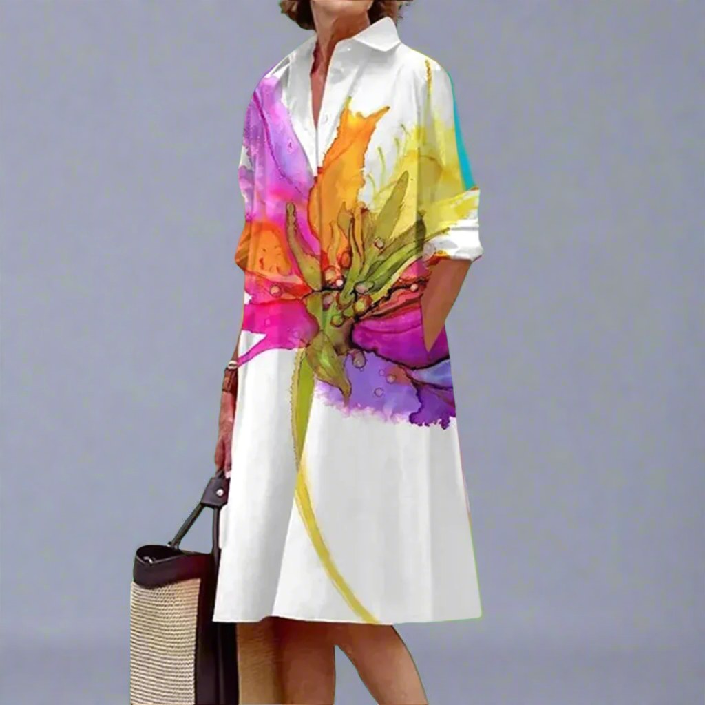 Caroline | Women's Lightweight Summer Midi Dress - White