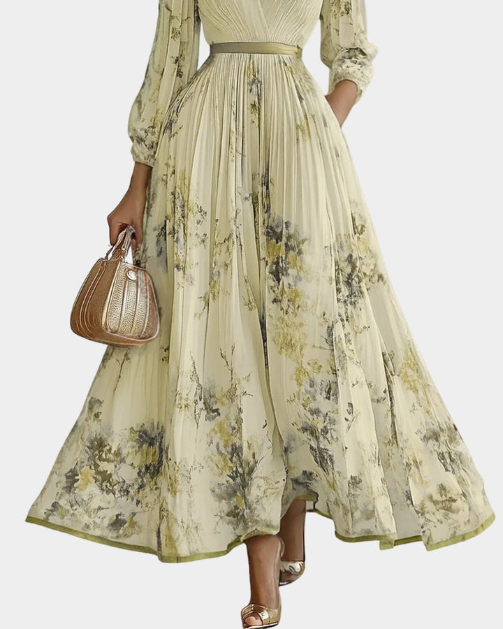 Caroline | Women's Pleated V-Neck Maxi Dress - image 10
